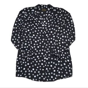 Bob Mackie Polka Dot Long Sleeve Shirt Top